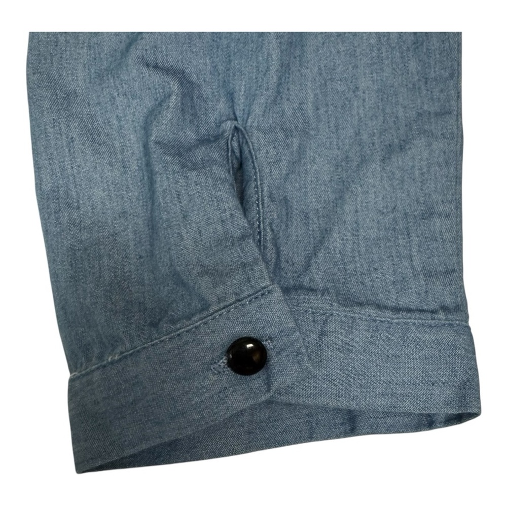 Sacred Threads Blue Denim Embroidered Boho Peasant Blouse Top S/M - Picture 4 of 9